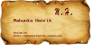 Mahunka Henrik névjegykártya